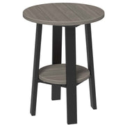 LuxCraft deluxe end table 28-inches high in coastal gray and black on a white background.  