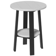 LuxCraft deluxe end table 28-inches high in dove gray and black on a white background.  