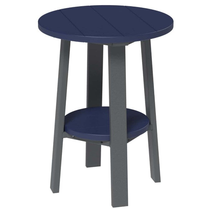 LuxCraft deluxe end table 28-inches high in patriot blue and slate on a white background.  