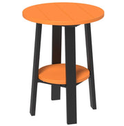 LuxCraft deluxe end table 28-inches high in tangerine and black on a white background.  