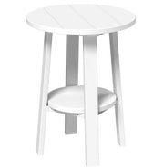 LuxCraft deluxe end table 28-inches high in white on a white background.  