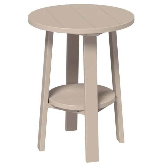 LuxCraft deluxe end table 28-inches high in weatherwood on a white background.  