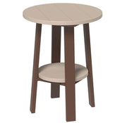 LuxCraft deluxe end table 28-inches high in weatherwood and chestnut brown on a white background.  