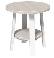 Round side table with a shelf on a white background