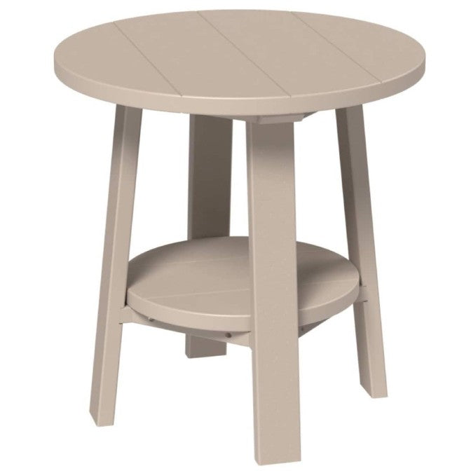 Round beige table on a white background