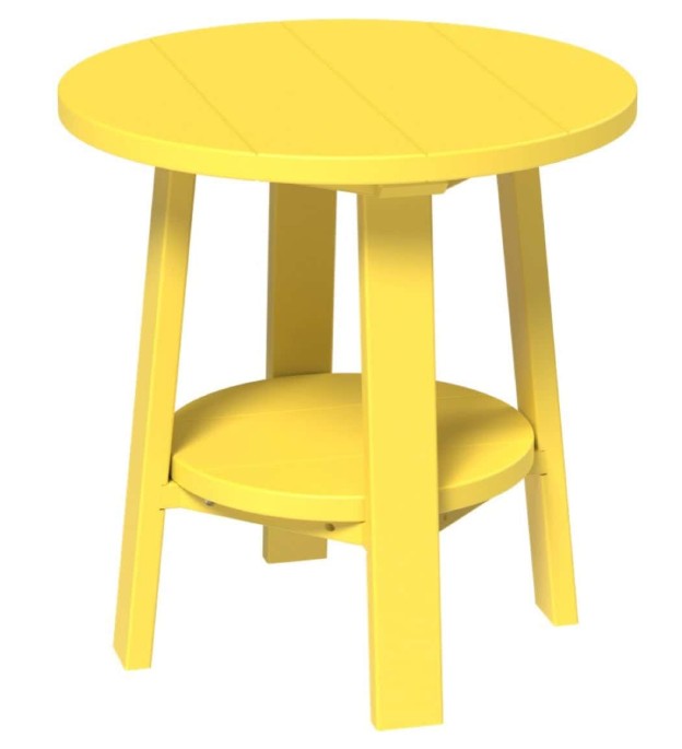 Yellow round table on a white background