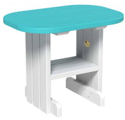 LuxCraft end table in aruba blue and white on a white background.  