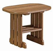 LuxCraft end table in antique mahogany on a white background.  