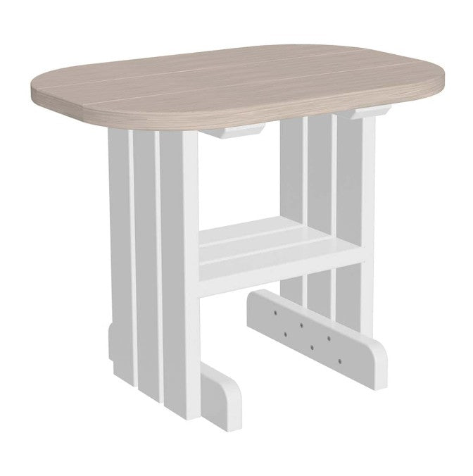 LuxCraft end table in birch and white on a white background.  