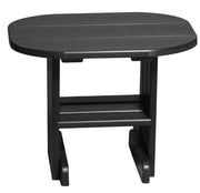 LuxCraft end table in black on a white background.  