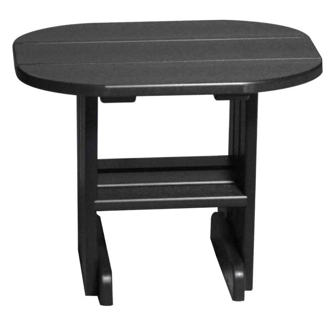 LuxCraft end table in black on a white background.  