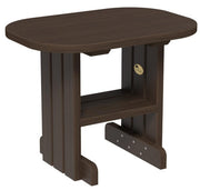 LuxCraft end table in Brazilian walnut on a white background.  
