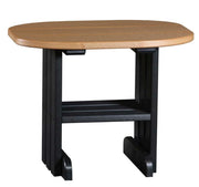 LuxCraft end table in cedar and black on a white background.  