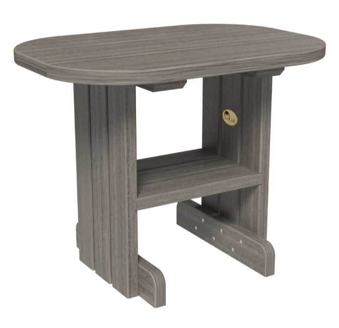 LuxCraft end table in coastal gray on a white background.  