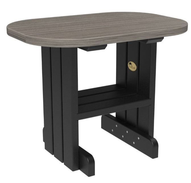 LuxCraft end table in coastal gray and black on a white background.  