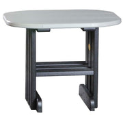 LuxCraft end table in dove gray and black on a white background.  