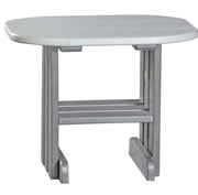 LuxCraft end table in dove gray and slate on a white background.  