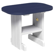 LuxCraft end table in Patriot blue and white on a white background.  