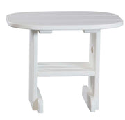 LuxCraft end table in white on a white background.  