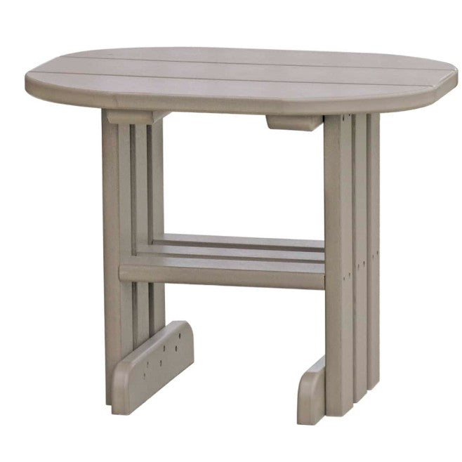 LuxCraft end table in weatherwood on a white background.  