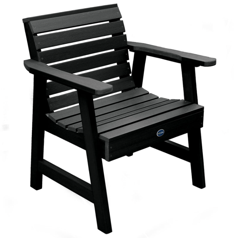 Sequoia garden chair in black on a white background.  
