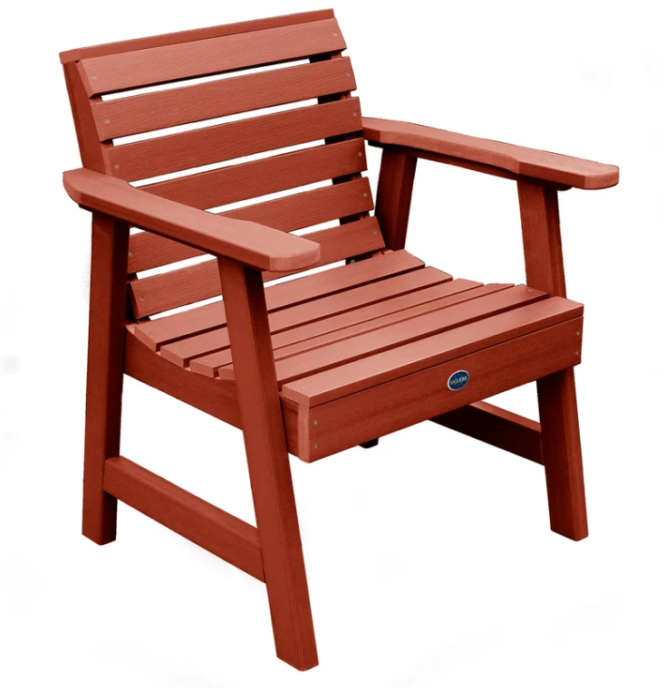 Sequoia garden chair in rustic red on a white background.  