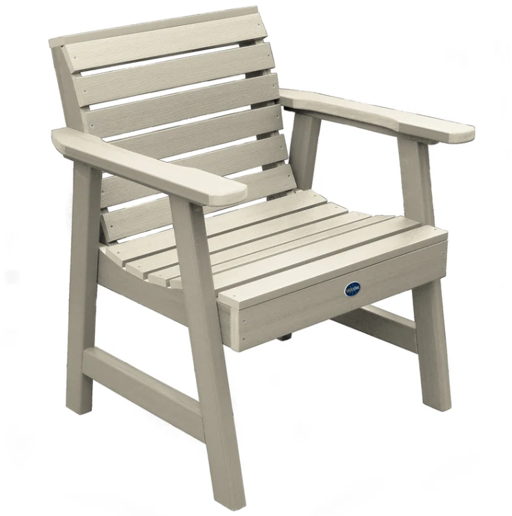 Sequoia garden chair in whitewash on a white background.  