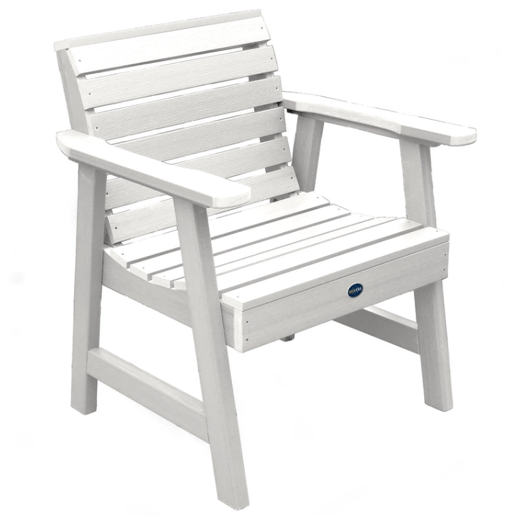 Sequoia garden chair in white on a white background.  