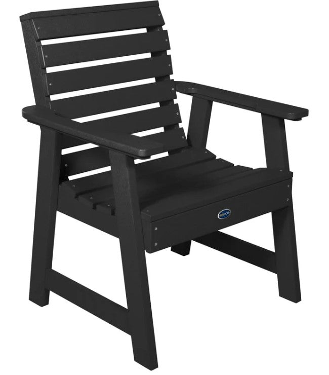 Black chair with armrests on a white background
