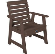 Brown chair with armrests on a white background