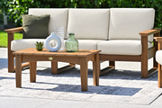 LuxCraft Lanai deep seating sofa in Antique Mahogany with Canvas cushions