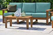 LuxCraft Lanai deep seating sofa in Antique Mahogany with Cast Breeze cushions