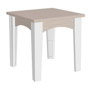 Birch and white island end table on a white background.  