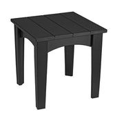 Black island end table on a white background.  