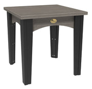 Coastal gray and black island end table on a white background.  