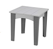 Dove gray and slate island end table on a white background.  