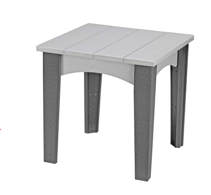 Dove gray and slate island end table on a white background.  