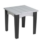 Dove gray and black island end table on a white background.  