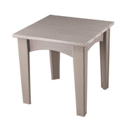 Weatherwood island end table on a white background.  