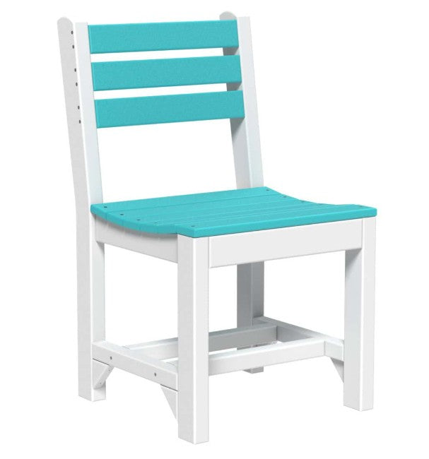 Chair with turquoise seat and backrest on a white background