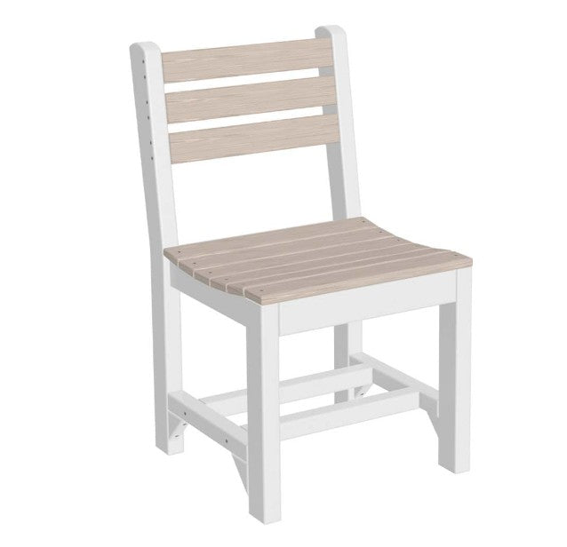 White chair with birch seat and backrest on a white background