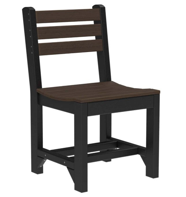 Brown chair with black base and brown seat on a white background