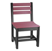 Chair with black frame and cherry seat on a white background