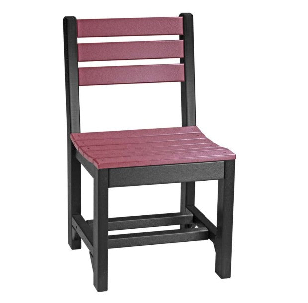Chair with black frame and cherry seat on a white background