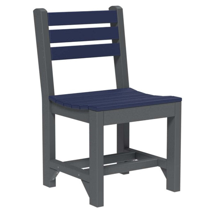 Chair with blue seat and backrest on a white background
