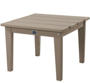 Brown outdoor table with a visible brand logo on a white background