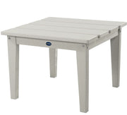 White outdoor table with a visible brand logo on a white background