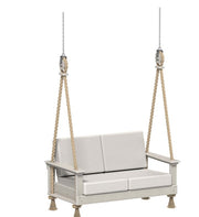 White swing with cushions on a white background