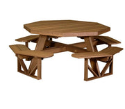 brown picnic table on a white background