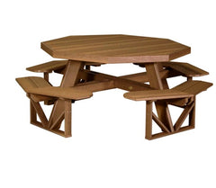 brown picnic table on a white background